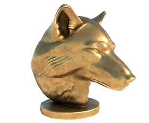 wolf head bust statue