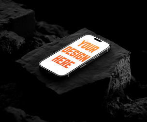 Minimalist iPhone 16 Pro Mockup PSD Template on a Natural Stone