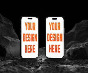Symmetrical Dual iPhone 16 Pro Mockup PSD Template for App Comparison and UI/UX