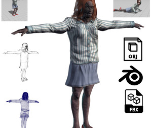 Rigged & Animated Zombie Woman 3D Character