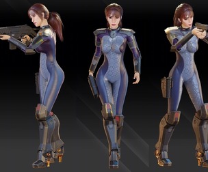 Cyber Combat Heroine-Game Ready 3d Model