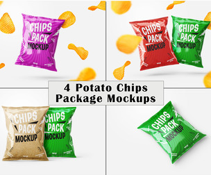 Potato Chips Pack Mockups PSD Template - Dynamic Display