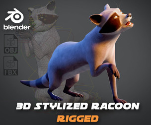 Raccoon - Rigged Cartoon Animal Low-poly 3D model
