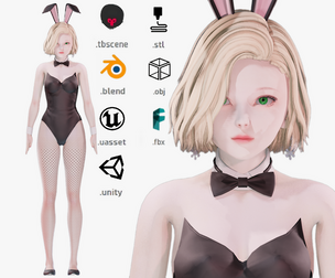 Bunny Girl 0003 - Rig - Unreal - Unity - Blender - Animated - Realistic Female Character