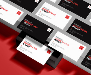 Black White Business Card Mockup PSD Template - Brand Identity Showcase