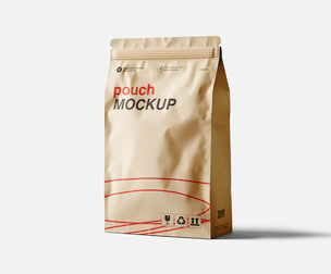 Standing Kraft Paper Pouch Mockup PSD Template - Organic Design