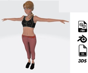 3D Character Girl Model – Cute Low Poly Cartoon Female | Rigged & Game Ready | FBX OBJ STL STP