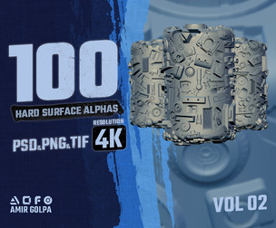 100 Hard Surface Alphas Vol.2 – 4K Alpha Pack