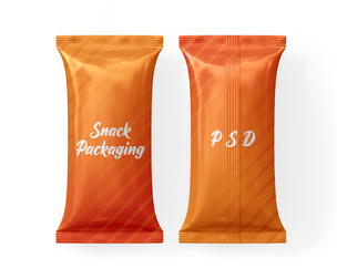Flow Pack Food Packaging Mockup PSD Template - Duo View