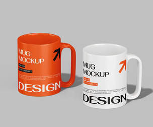 Glossy Ceramic Mug Mockups PSD Template - Duo Color
