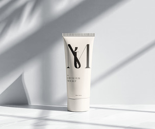 Stylish Cream Tube Mockup PSD Template - Minimalist Aesthetic