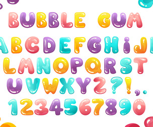 Bubble Gum Alphabet, Jelly Bear Letters, Sweet Candy Font, Vector EPS