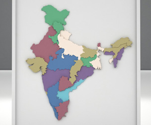 3D Map of India with States and Borders
