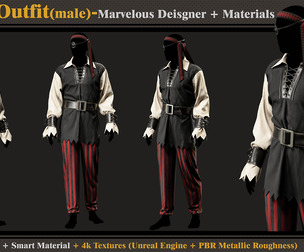 Pirate Outfit--MD/Clo3d- Smart Material- Textures-OBJ-FBX
