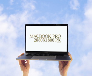 MacBook Pro Mockup PSD Template - High-Flying Sky Scene