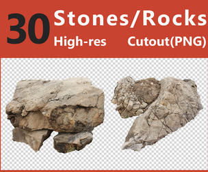 30 High-resolution Cutout (PNG) of Rocks - Vol. 01