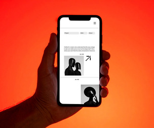 Hand-Held Smartphone Mockup PSD Template - Modern Red Background