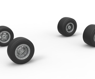 Wheel set of Northeast Dirt Modified stock car V3 Scale 1:25