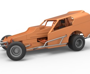 Vintage Dirt Modified stock car Version 3 while turning 1:25
