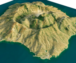 Nisiros Island 3D model terrain