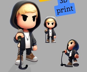 3D Cartoony Rapper Model Cute Stylized Character 3D Print