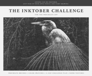 The Inktober Challenge (2025) Procreate Kit (Procreate Brushes, Color Palettes & Paper Textures)
