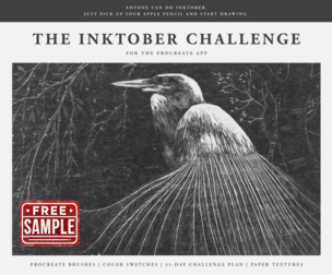 Free Sample - The Inktober Challenge (2025) Procreate Kit