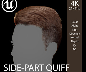 Real-Time Comb-over with a hard part - Game-Ready Hair Asset