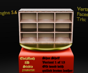 Shoe Shelf - Variant 1 of 13 - Old wood with quilted brown leather