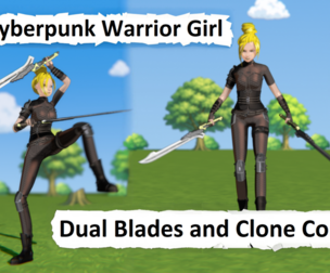 Cyberpunk Warrior Girl – Dual Blades and Clone Combo Animation