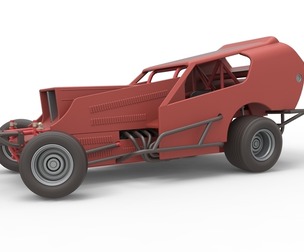 Vintage Dirt Modified stock car V4 while turning Scale 1:25