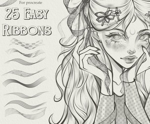 🎀 25 Easy Ribbons stamps brushes for Procreate by elizmill