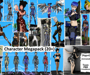 Character Megapack — Over 20 Stylized Rigs + Wings, Weapons & Bonuses (Blender/FBX/OBJ)