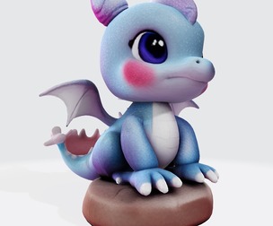 Cute Baby Blue Dragon Ready for 3D Printing 3D print model
