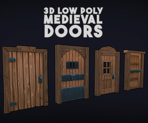 3D Low Poly Medieval Doors