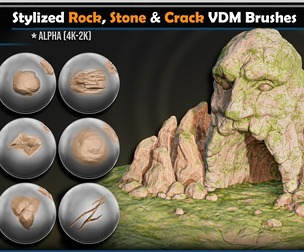 Stylized Rock, Stone & Crack VDM Brushes | Vol.01