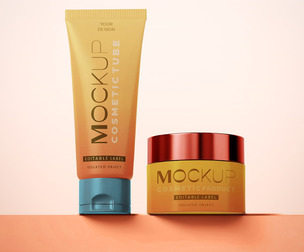 Cream Jar and Tube Mockup PSD Template - Beauty & Skincare