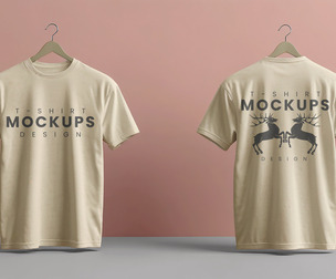 Hanging T-Shirt Mockup PSD Template - Front and Back Views