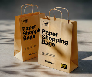Kraft Paper Shopping Bag Mockup PSD Template - Retail & Packaging