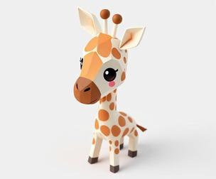Stylized Cartoon Giraffe – Premium 3D Model for Animation, Printing & Rigging
