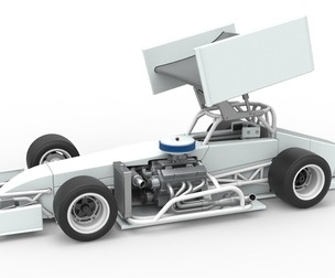 Supermodified front engine Winged race car V4 Scale 1:25