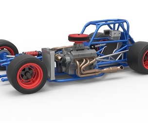 Supermodified front engine race car Base V4 Scale 1:25
