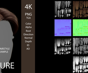 4K Hair Card Texture Set - Medium and Short Hairstyles for games