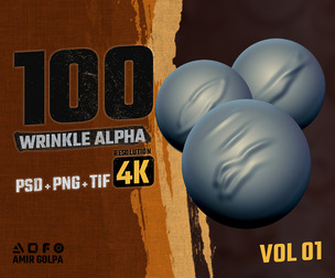 Ultimate 100 Wrinkle Alpha Pack – 4K Fabric & Leather Detail Textures (PNG, PSD, TIF) vol01