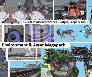 Environment & Asset Megapack — 15 Sets of Modular Scenes, Bridges, Props & Tools