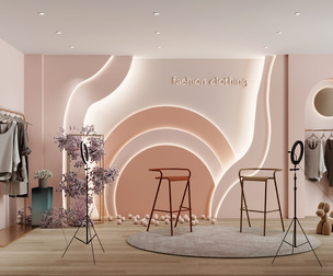 3- Modern live broadcast room clothing store