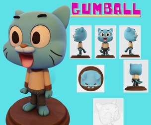 Gumball Stylized 3D Print Model – Pre-Supported, Multi-Format, Fan Art Collectible