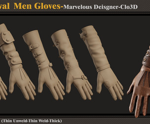 5 Medieval Men Gloves-MD-Clo3D-ZPRJ-FBX - OBJ