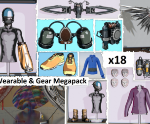 Wearable & Gear Megapack — 18 Modular Items (Rigged Jetpacks, Helmets, Masks, Boots, Wings & More)