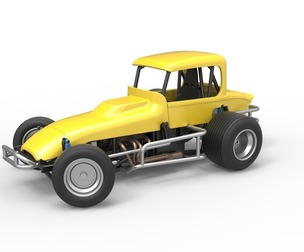 Vintage Sprint car while turning Version 2 Scale 1:25